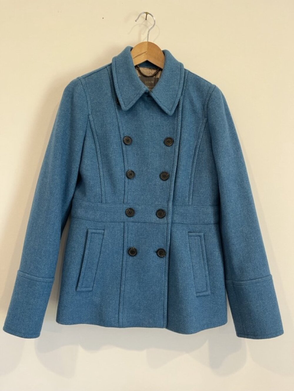 J.Crew Stadium Cloth Double-Breasted Coat Heather Blue Size 6T Vintage